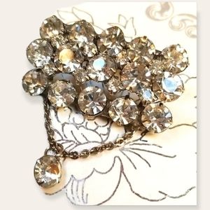 Vintage Rhinestone Silver Tone Metal Brooch Pin